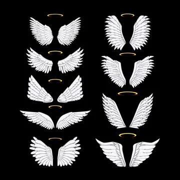 Wing angel set cartoon vector illustration Illustrazione stock