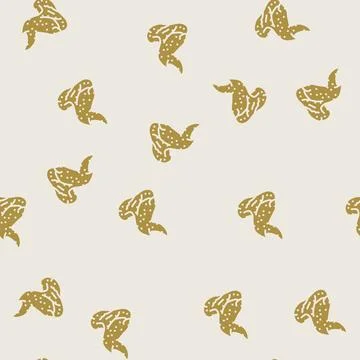 Wing chicken fried glyph seamless pattern Stock Illustration