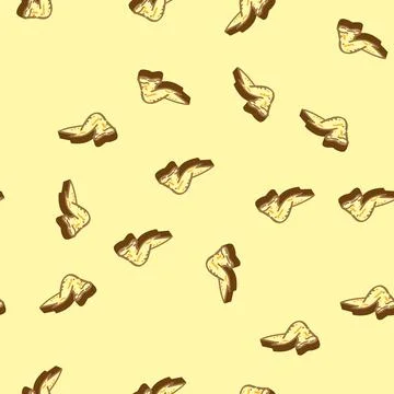 Wing chicken fried isometric icon seamless pattern Stock Illustration