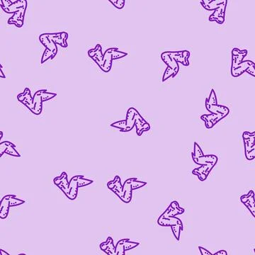 Wing chicken fried line vector seamless pattern Stock Illustration