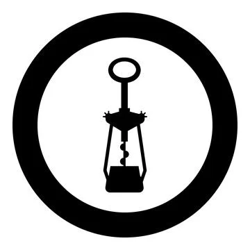 Wing corkscrew for opening wine bottles cork screw icon in circle round bla.. Ilustração Stock
