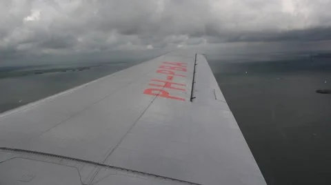 Wing of a DC-3 Dakota during flight Stock Footage 42010092