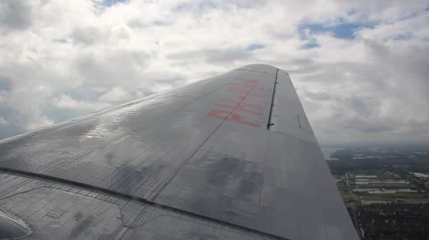 Wing of a DC-3 Dakota during flight Stock Footage 42010094