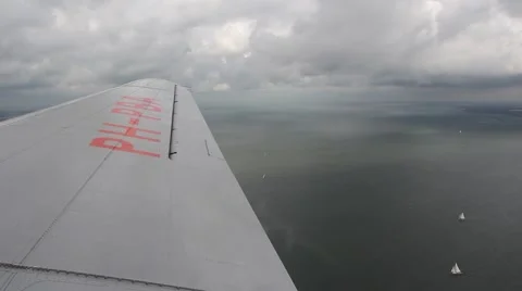 Wing of a DC-3 Dakota during flight Stock Footage 42010234