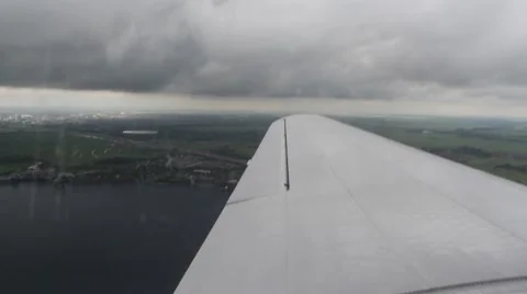 Wing of a DC-3 Dakota during flight Stock Footage 42010236