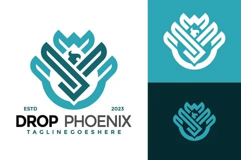 Wing Drop Phoenix logo design vector symbol icon illustration 스톡 일러스트