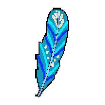 Wing feather exotic bird pixel art vector illustration Stock Illustration