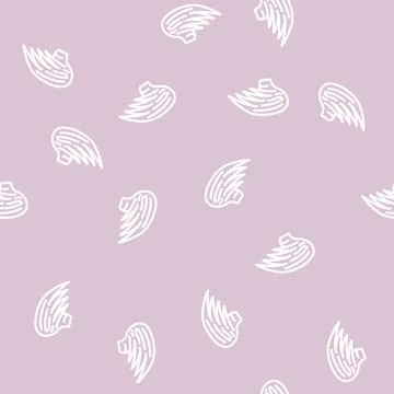 Wing with feather line vector seamless pattern Stock Illustration