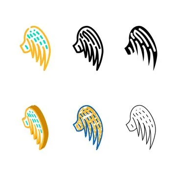 Wing with feather variants color icon vector Stock Illustration