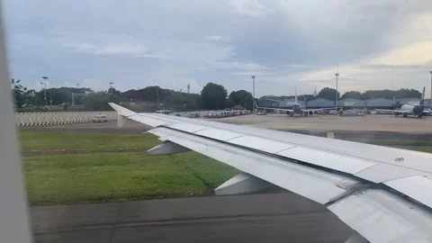 Wing flap airplane testing. An experiment to test whether the aircraft's wing Stock Footage 328070999