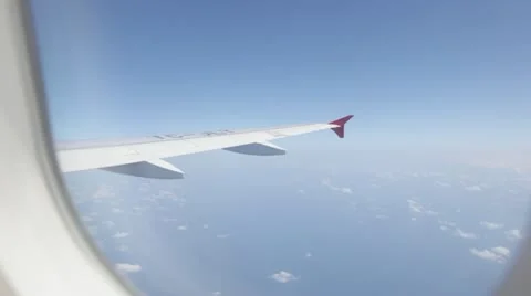 Wing of flying airplane Stock-Footage 11340774