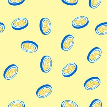 Wing fried chicken isometric icon seamless pattern Stock Illustration