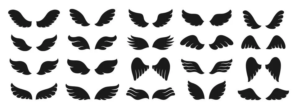 Wing icon black simple set sign winged logo vector Illustrazione stock