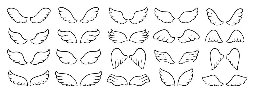 Wing icon line simple set sign winged logo vector Stock Illustration