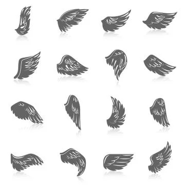 Wing Icon Set Illustrazione stock