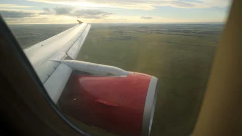 The wing of jet plane durring the landing Stock Footage 98251852