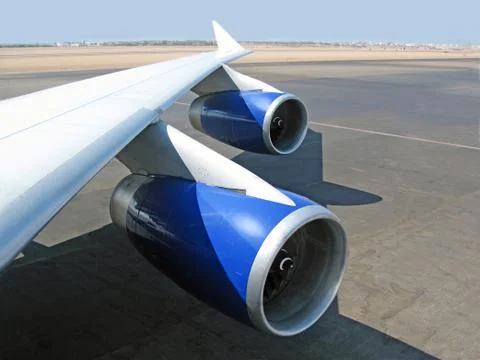 Wing of the jet plane Stock Photos