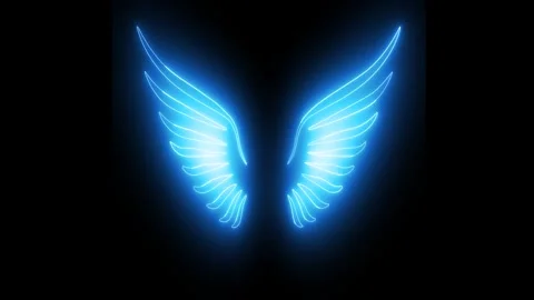 Wing logo with blue light effect green screen background Stock Footage 274934136