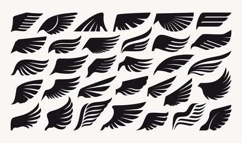 Wing logo. Eagle, hawk or phoenix angel feather, stylized tribal insignia falcon Stock Illustration
