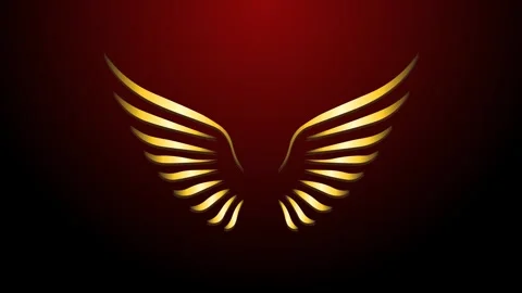 Wing logo with gold gradient color green screen background Stock Footage 274934137