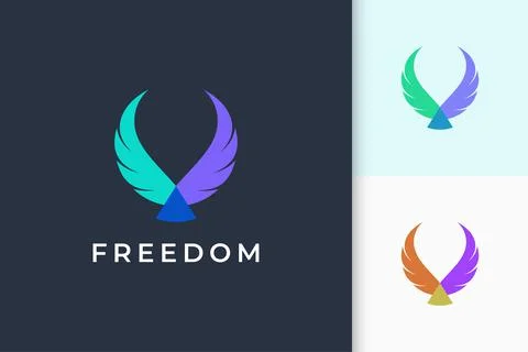 Wing logo represents freedom and power for plane or technology company Stock Illustration