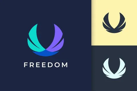 Wing logo represents freedom and power for plane or technology company Illustrazione stock
