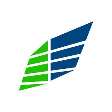 Wing Panel Block Business Blue Green Symbol Stock Illustration
