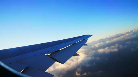 Wing Plane in the clouds Stock Footage 143349593