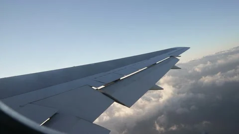 Wing Plane in the clouds Stock Footage 143349732