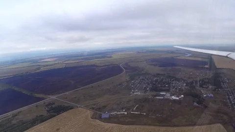 The wing of the plane, landing Video stock 85875838