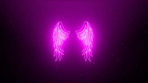Wing shape pink neon light effect green screen background Stock Footage 291601205