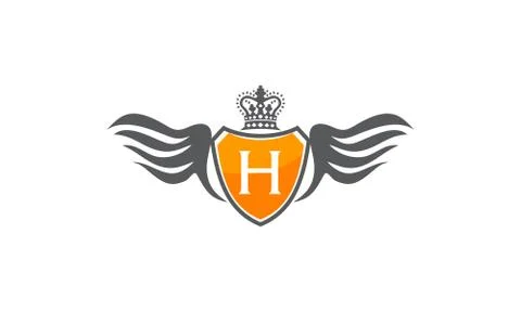 Wing Shield Crown Initial H Stock-Illustration