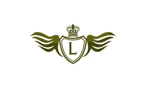 Wing Shield Crown Initial L Stock-Illustration