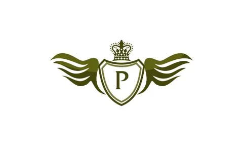 Wing Shield Crown Initial P Stock-Illustration