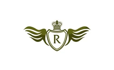 Wing Shield Crown Initial R Stock-Illustration