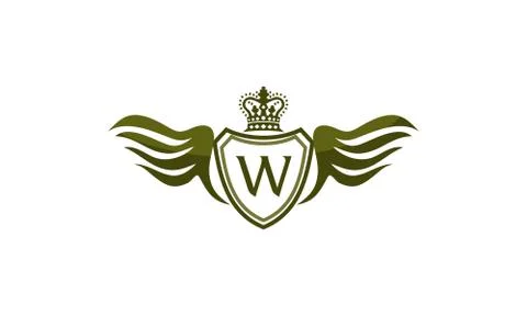Wing Shield Crown Initial W Stock-Illustration