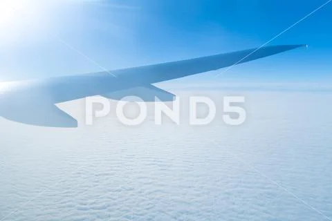 The wing in the sky on the background of the bright sun Stock Photos