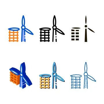 Wing types of windmill fell away icon vector outline Stock Illustration