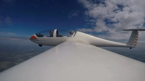 Wing view flying the glider plane Stock Footage 108609961