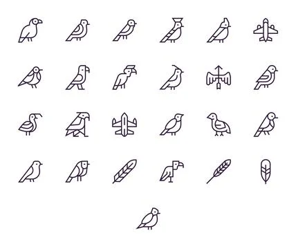 Wing Visual Pack containing 25 Regular Line Editable Vector Icons Illustrazione stock