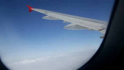 Wing From Window Of The Plane Footage 2 Video stock 98759284