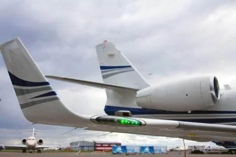 Wing with winglets and engine Stock Photos