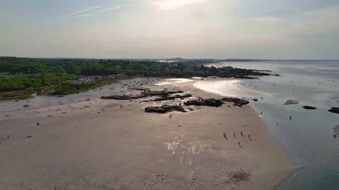 Wingaersheek Beach aerial view, Gloucester, Cape Ann, Massachusetts, MA, USA 库存影片 201822335