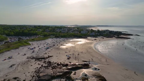 Wingaersheek Beach aerial view, Gloucester, Cape Ann, Massachusetts, MA, USA Video stock 201822439