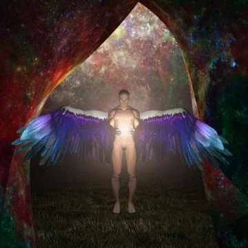 Winged angelic being Stock Illustration