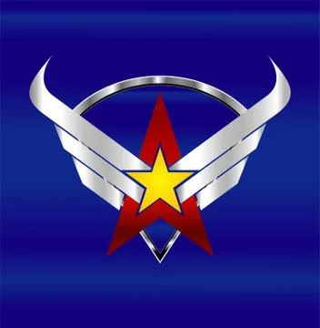 Winged arrow head and star Stock Illustration