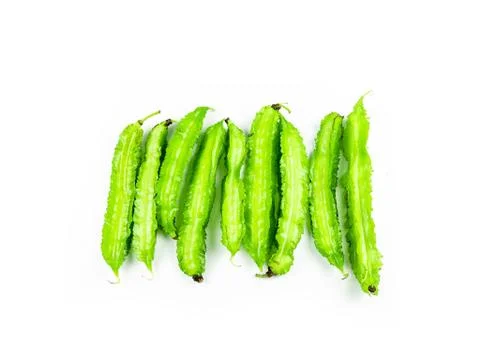 Winged beans on white background isolate. Vegetables to eat with chili paste. Stock Photos