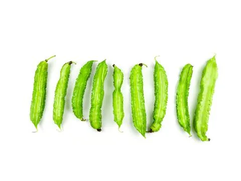 Winged beans on white background isolate. Vegetables to eat with chili paste. Stock Photos