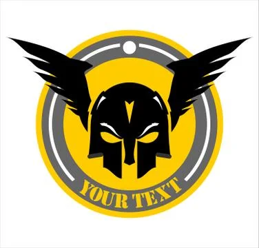 Winged black mask over the yellow grey circle Stock Illustration