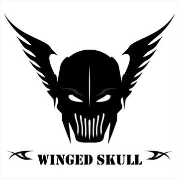 Winged Black Skull Stock Illustration